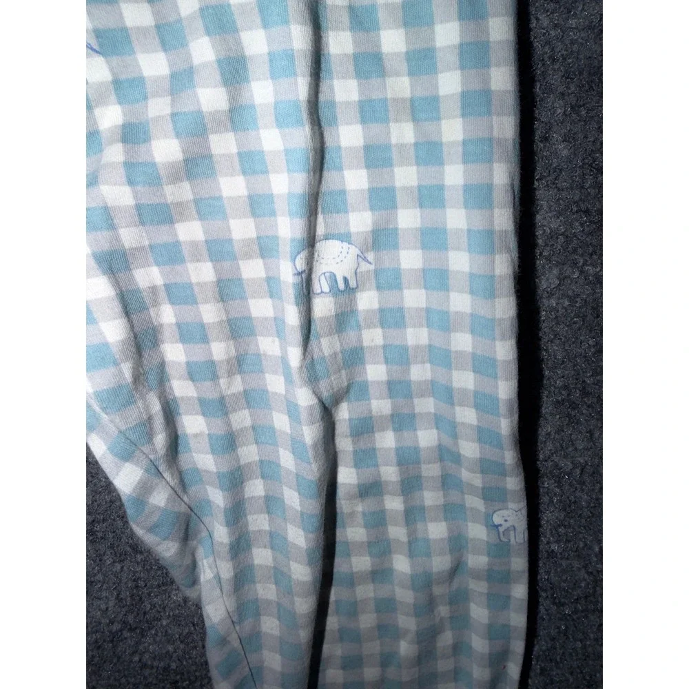 Roller Rabbit Kids Blue Gingham Hathi Elephant Pima Cotton Pajama Set 6 AS IS